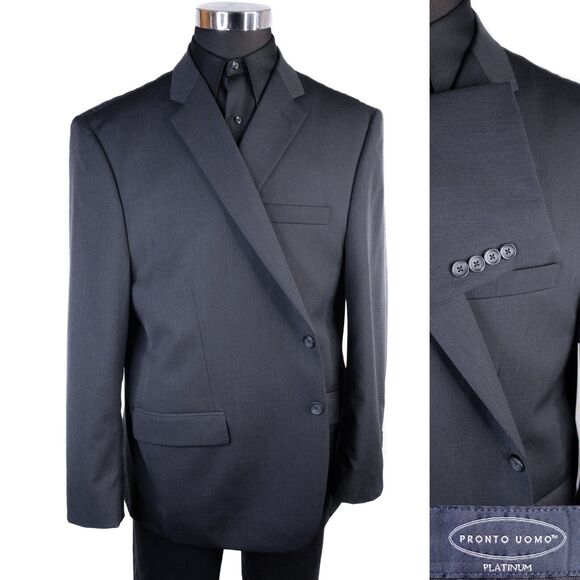 JOSEPH & FEISS mens Solid Gray Wool Blend sport coat suit jacket blazer 48L - Picture 1 of 13